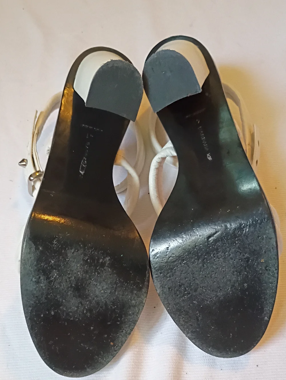 Barbara Bui White Block Heel Ankle Strap Sandals